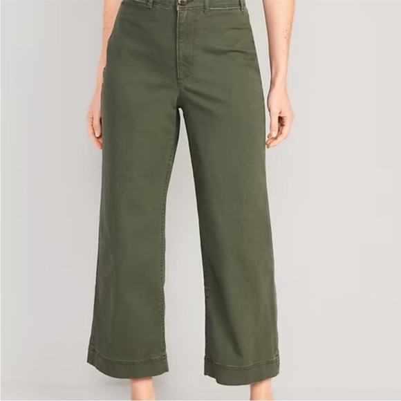 Old Navy Pants - Old Navy Crop Chino High Rise Wide Leg Pants